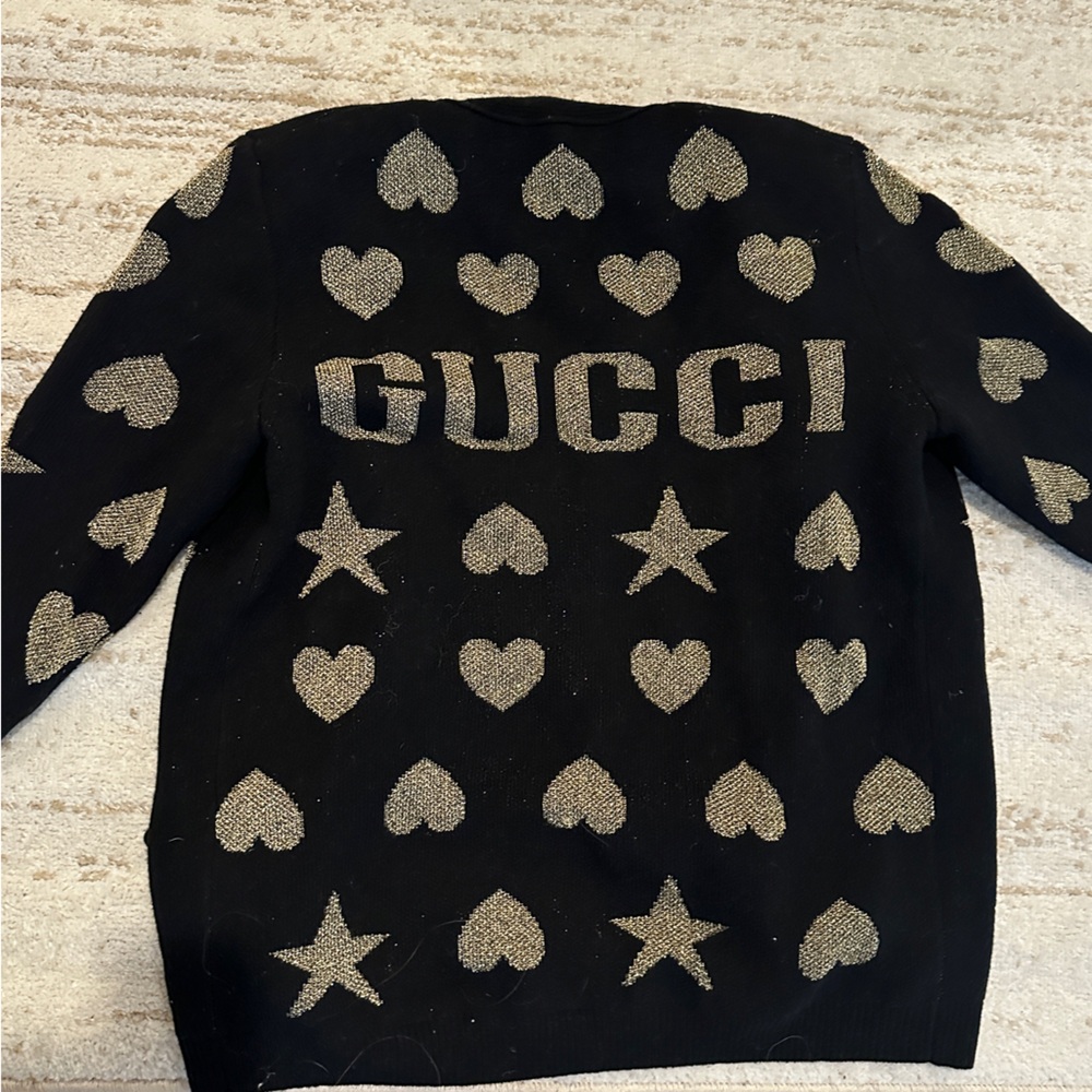 Gucci Women's Cardigans in Black with Gold Accents